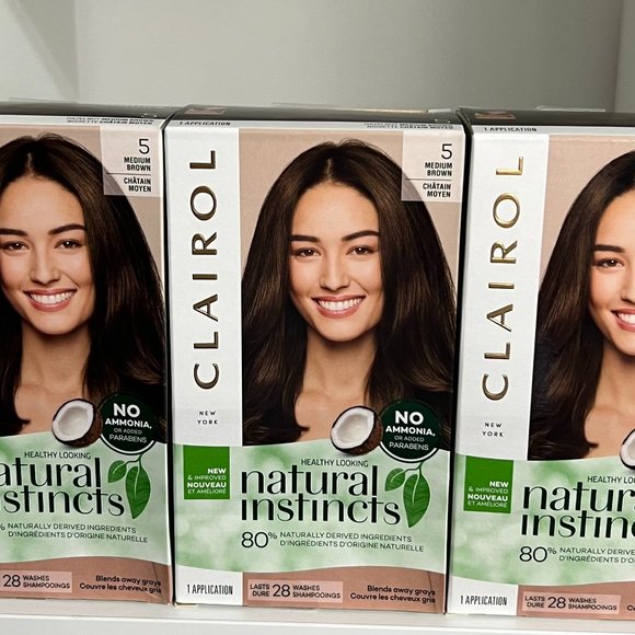 3 Boxes Clairol Natural Instincts Semi-Permanent Hair Color Dye 5 Medium Brown - Picture 1 of 7